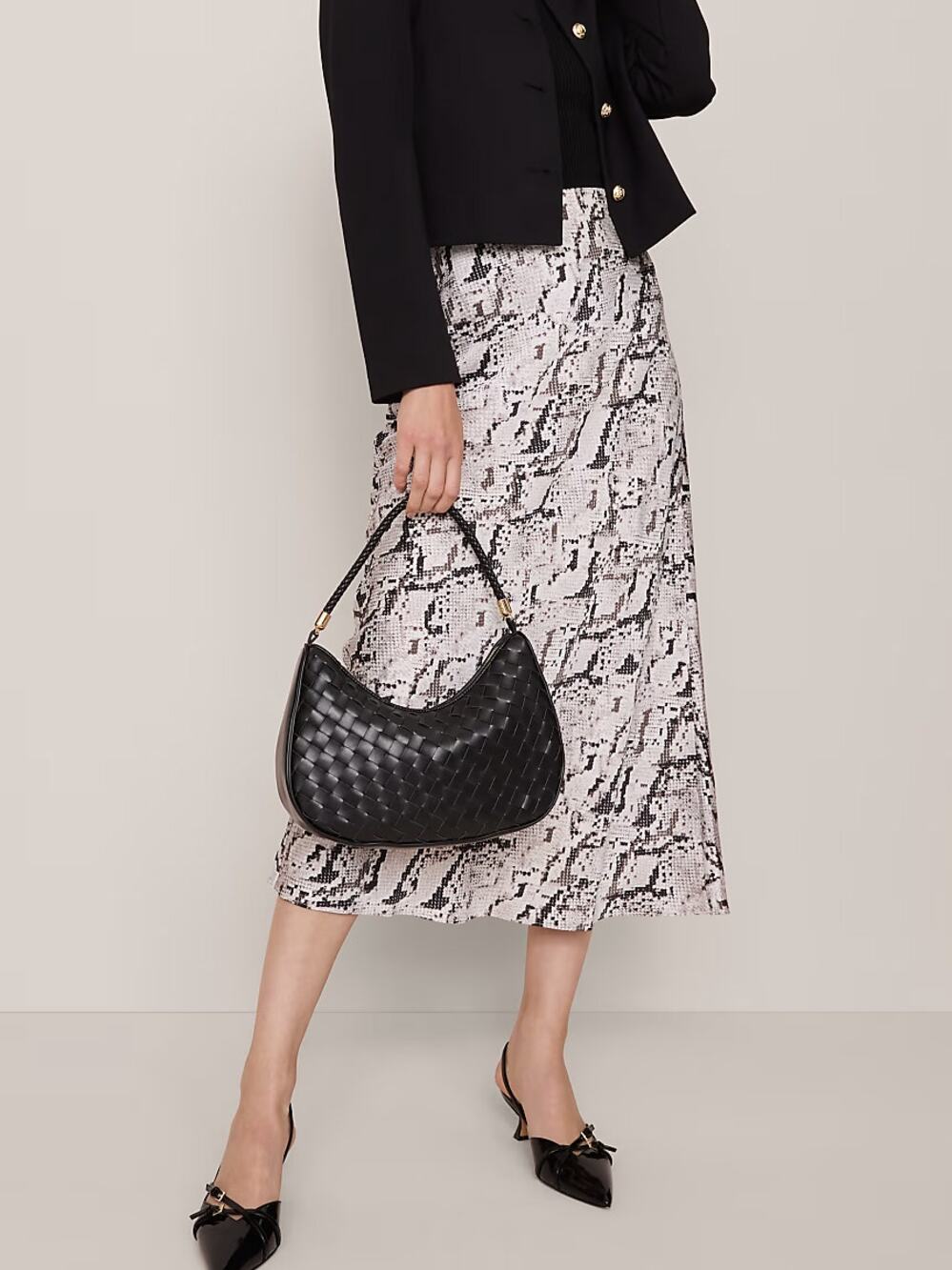 NWT Ann Taylor Satin Bias Slip Skirt in Snake Print Satin - Size Small MSRP $110